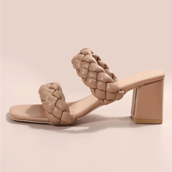 Apricot Braided Slip-On Sandal/Heels - Picture 3 of 14